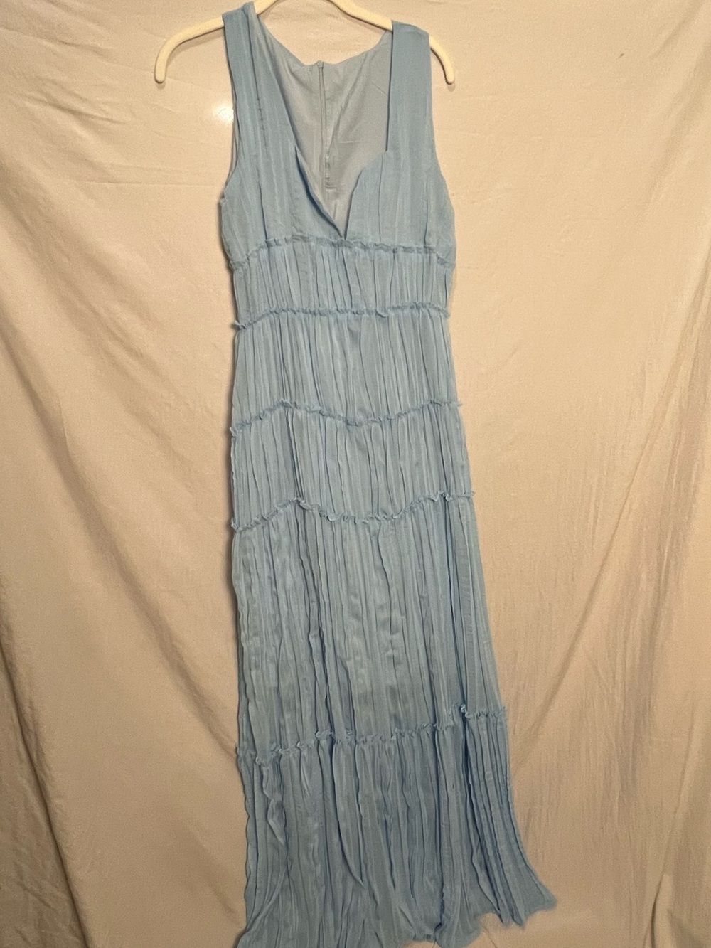Light Blue Sleeveless Tiered Maxi Dress - Women